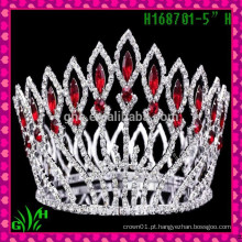 Novos designs rhinestone royal accessories Bright vermelho bud tiara crown tiara a